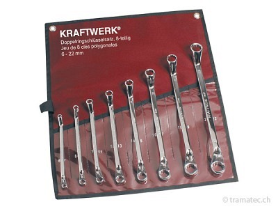 KRAFTWERK 8-t. Doppelringschlüssel 6-22 mm, Rolltasche