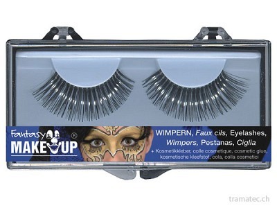Fasnacht Wimpern Schwarz-Silber