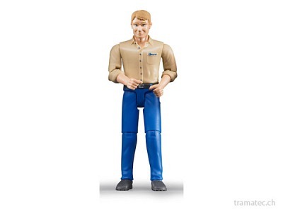 Bruder Mann mit hellem Hauttyp und blauer Hose