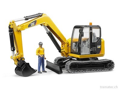 Bruder Cat Minibagger mit Bauarbeiter - 02466