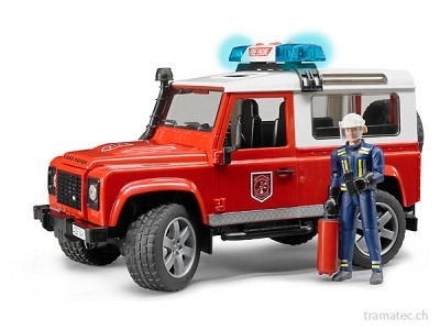 Bruder Land Rover Defender Station Wagon Feuerwehr + Feuerwehrmann
