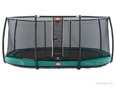 BERG Trampolin Grand Champion InGround 470 Green + Sicherheitsnetz Deluxe